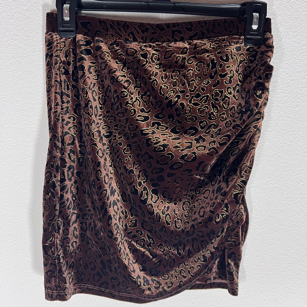 Leopard Animal Print Velvet Skirt Size S